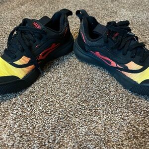 Vans Black and Orange Flame Sneakers
